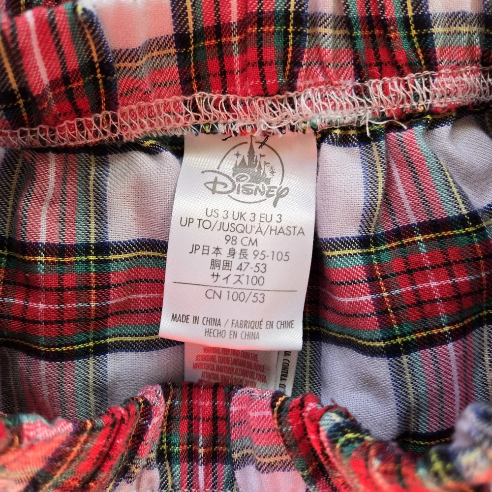 Disney Store Boys Red White Mickey‎ Mouse Holiday Plaid Flannel Pajama Set Sz 3